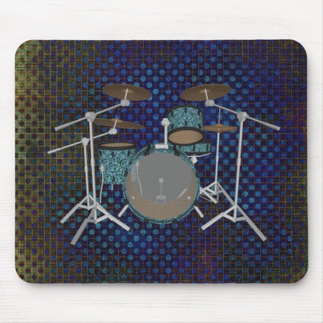 Jazz Drum Kit - Custom Green Drums - Mousepad (Front)