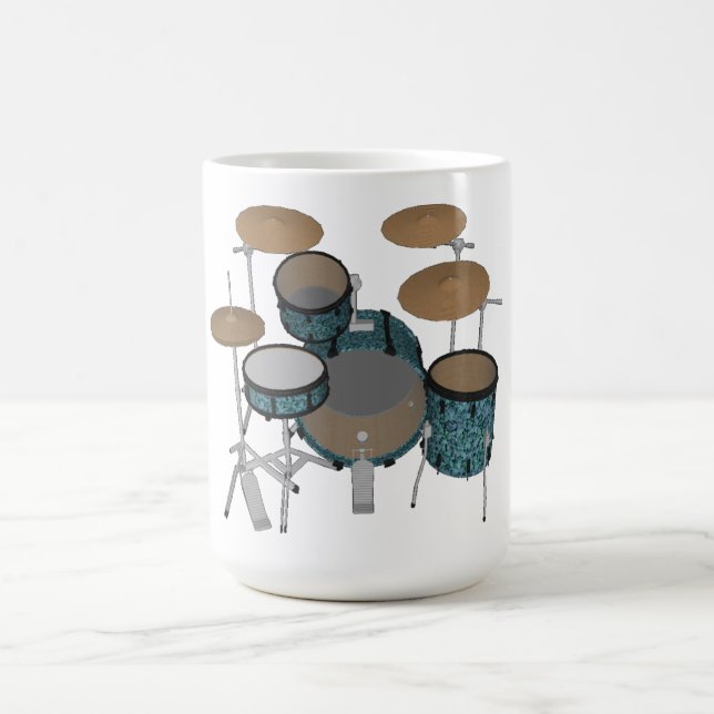 Jazz Drum Kit: Custom Green Drums Set: Coffee Mug (Center)
