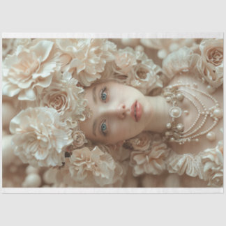 Jazz Era Lady with Floral Hat Decoupage Tissue Paper