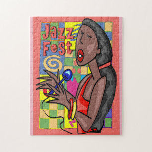Jazz Fest Abstract Singer Jigsaw Puzzle