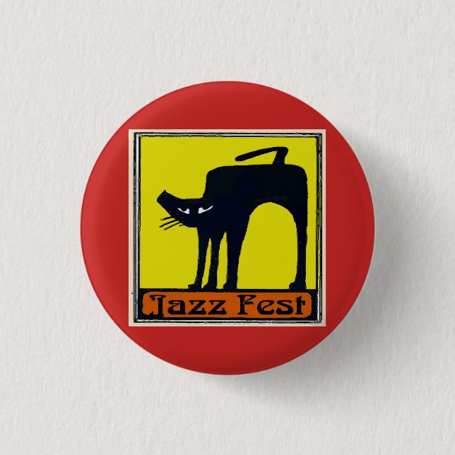 Jazz fest Black Cat add text, 3 Cm Round Badge (Front)