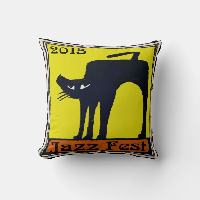Jazz Fest Chat Noir 2015 Black Cat Cushion (Front)
