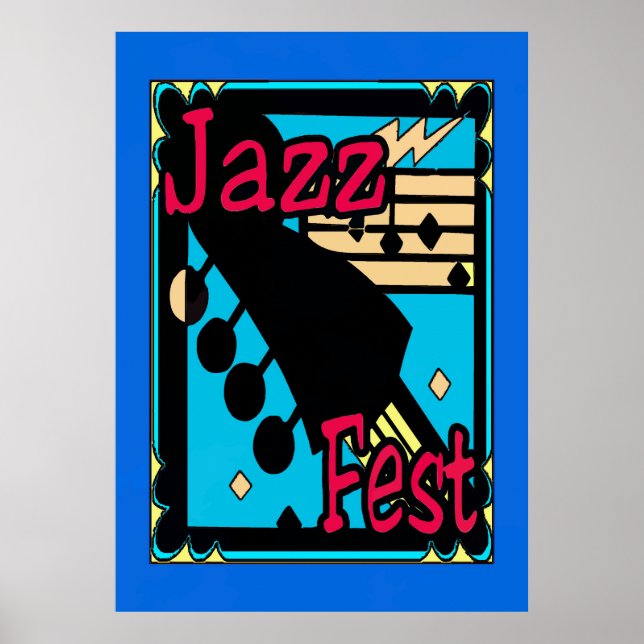 Jazz Fest Guitar in Blue Poster (Front)