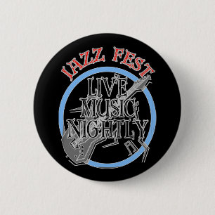 Jazz fest Live Music Black 6 Cm Round Badge