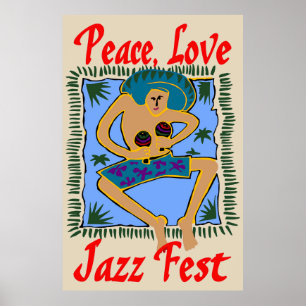 Jazz fest, Peace Love, Rasta Man Poster