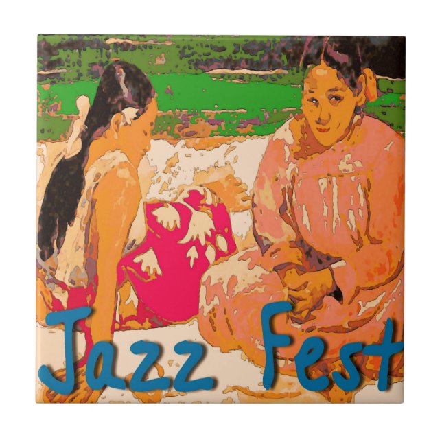 Jazz fest Women on Blanket Tile (Front)