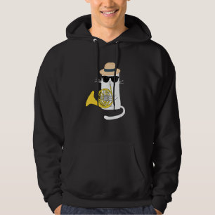 Jazz Funk & Soul Cool Cute Cat Playing French Hor Hoodie
