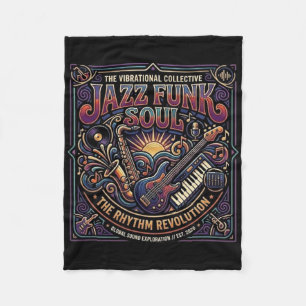 Jazz Funk Soul Music Retro Vibe Rhythm Revolution Fleece Blanket