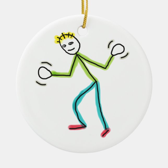 Jazz Hands Stickman Ceramic Tree Decoration (Front)