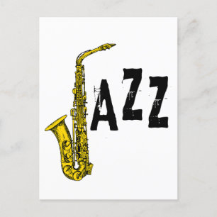 Jazz icon with saxophone  postcard