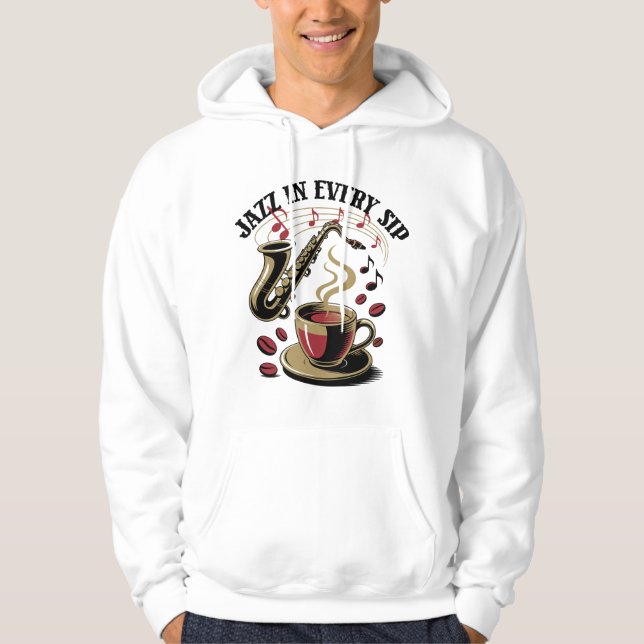 Jazz in Every Sip Coffee Lover Graphic Tee (Front)