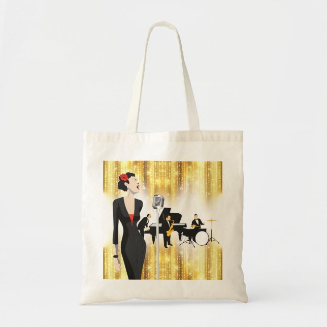Jazz In The Park Tote Bag, Music Theme (Front)