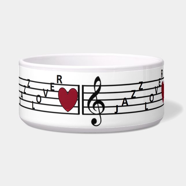 Jazz Lover Ceramic Pet Bowl (Front)