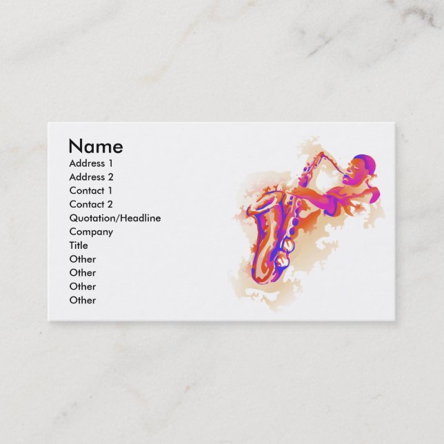 Jazz Man Saxophone Business Card (Front)