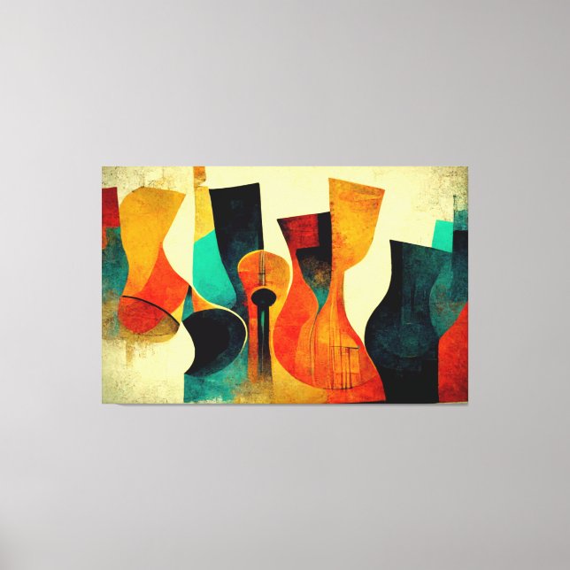 Jazz Music, Abstract, New Orleans, Modern, Jazz Canvas Print (Front)