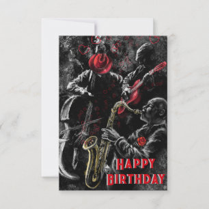 Jazz Music Band Musical Birthday Card