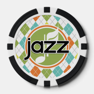 Jazz Music; Colourful Argyle Pattern Poker Chips
