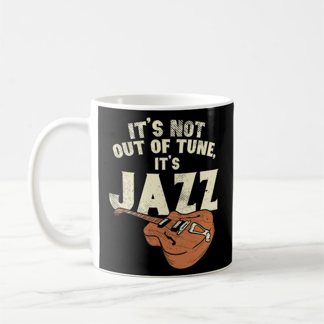 jazz music electric jazz guitar and brass music  coffee mug (Left)