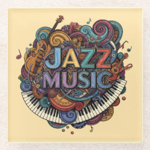 Jazz music glass coaster
