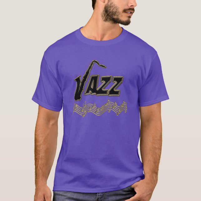Jazz Music Lover ~ Jazz Notes Sax T-Shirt (Front)