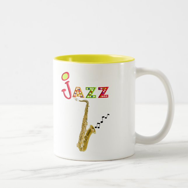 Jazz Music Lovers Gifts Two-Tone Coffee Mug (Right)