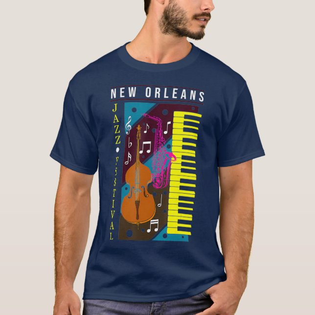 Jazz Music New Orleans Music Festival Musical T-Shirt (Front)
