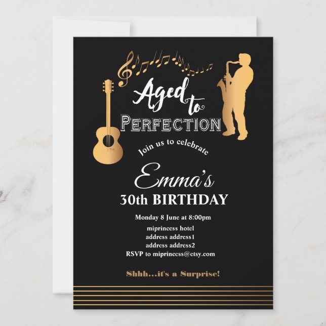 Jazz, Music party invitation, Aged to Perfection Invitation (Front)