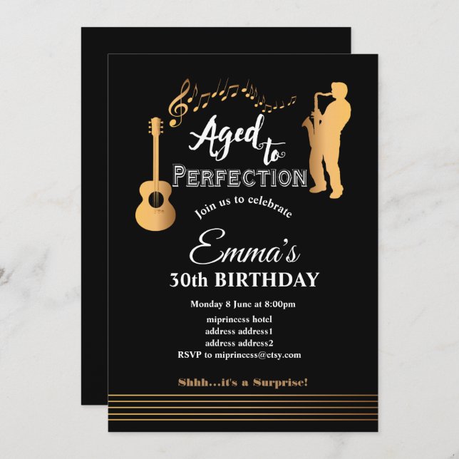 Jazz, Music party invitation, Aged to Perfection Invitation (Front/Back)