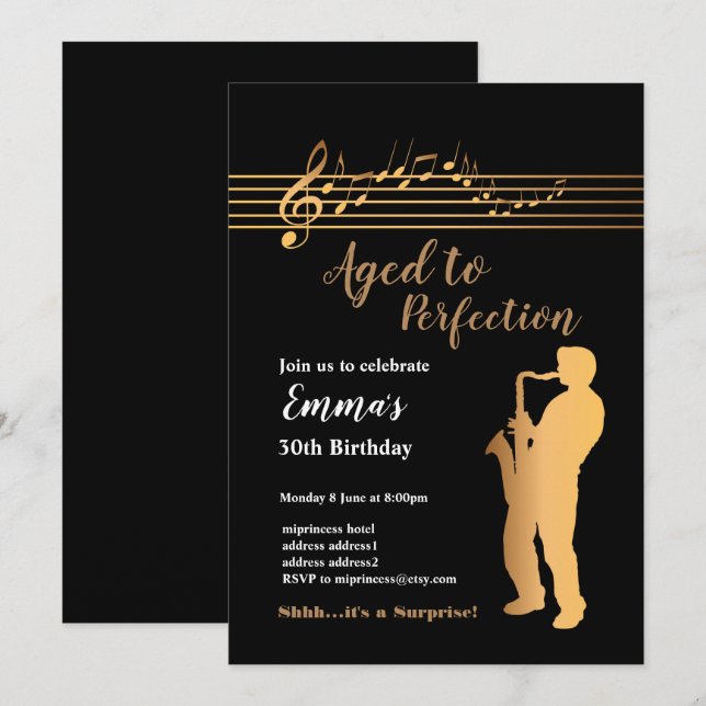 Jazz, Music party invitation, Aged to Perfection Invitation (Front/Back)