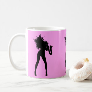 Jazz Music Saxo Girl Coffee Mug Your Color - Text