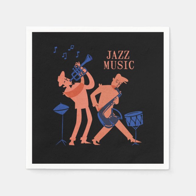 Jazz Music Saxophone Music Jazz Band Gift Napkin (Front)