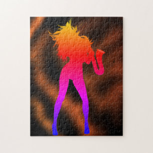 Jazz Music Saxophone Player Woman Puzzle Gift
