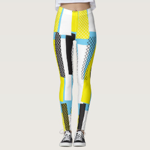 Jazz music, yellow blue geometric pattern. leggings