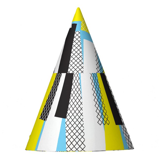 Jazz music, yellow blue geometric pattern. party hat (Front)