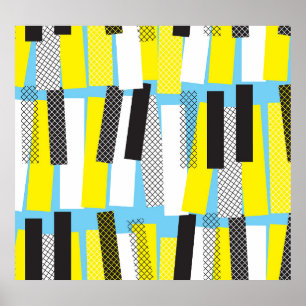 Jazz music, yellow blue geometric pattern. poster