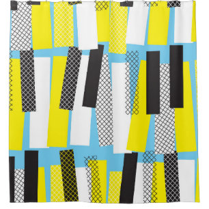 Jazz music, yellow blue geometric pattern. shower curtain