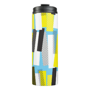 Jazz music, yellow blue geometric pattern. thermal tumbler