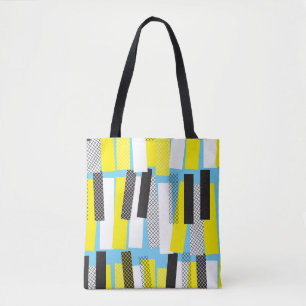 Jazz music, yellow blue geometric pattern. tote bag