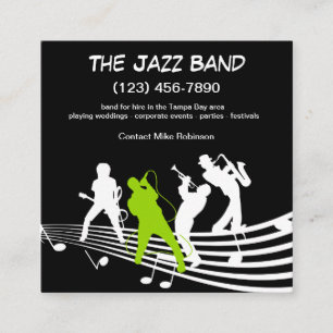 Jazz Musician Band For Hire Square Business Card