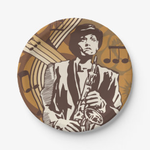 Jazz Musician Paper Plate