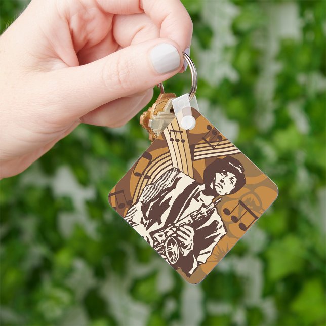 Jazz Musician with Saxophone Key Ring (Creator Uploaded)