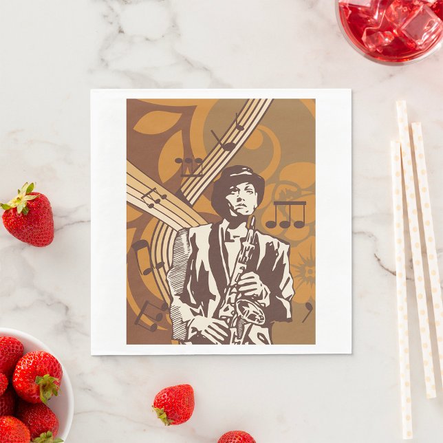 Jazz Musician with Saxophone Napkin (Creator Uploaded)