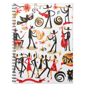 jazz musicians - icons set . Isolated on white bac Notebook