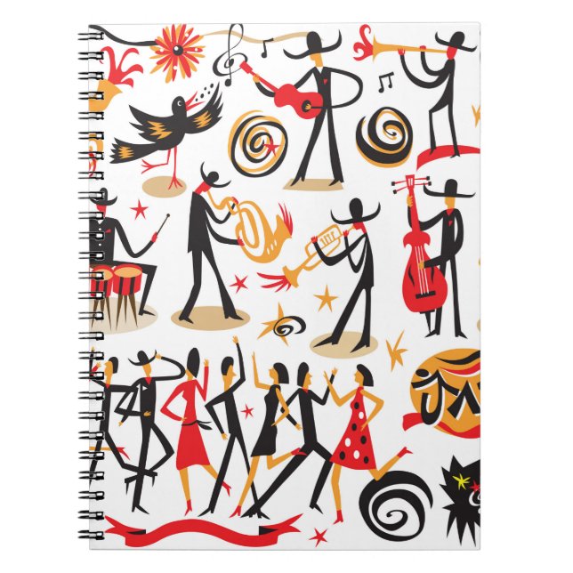 jazz musicians - icons set . Isolated on white bac Notebook (Front)