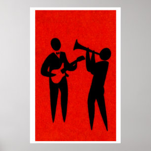 Jazz Musicians Matchbox Art Print, Czechoslovakian Poster