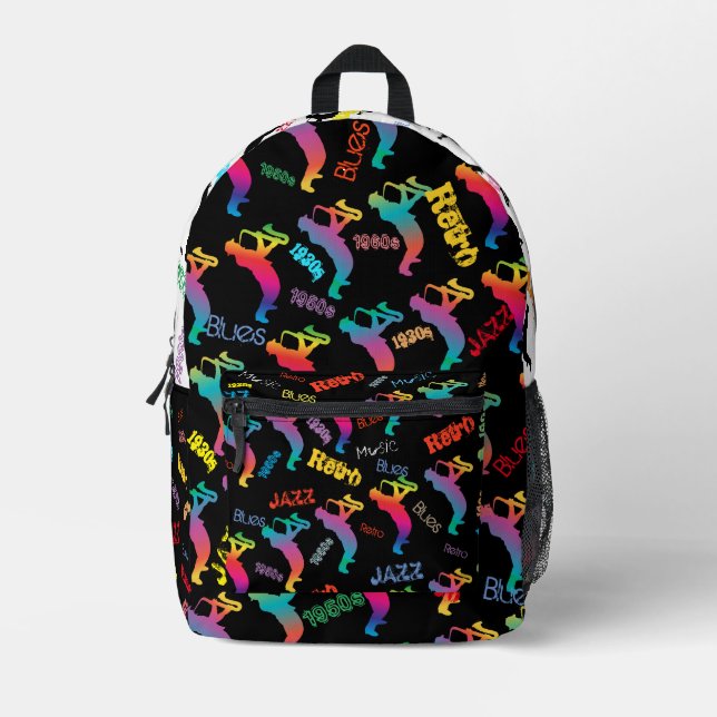 Jazz Musicians Retro Music Blues Party Birthday Printed Backpack (Front)