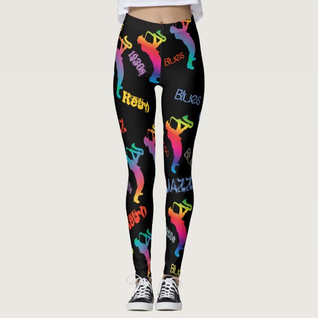 Jazz Musicians Retro Music Blues Pop ART Paint Leggings (Front)
