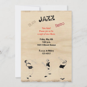 Jazz Musicians Retro Music Vintage Watercolor Date Invitation