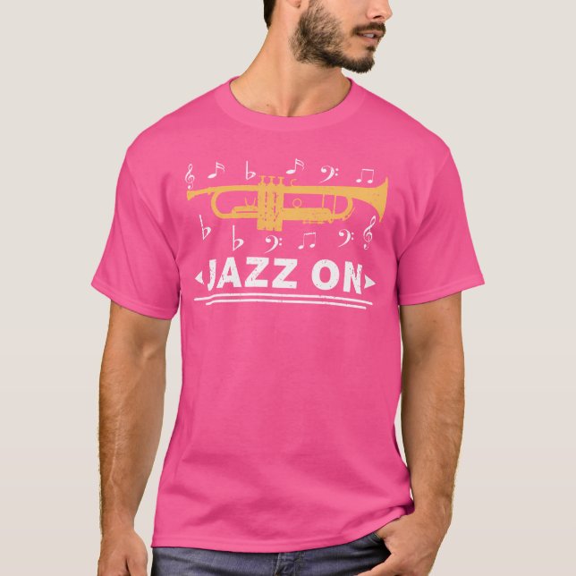 Jazz On Trumpet Player Blues Music Lovers Retro Sm T-Shirt (Front)