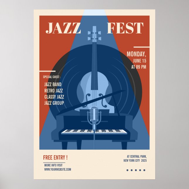 Jazz party announcement retro music  poster (Front)